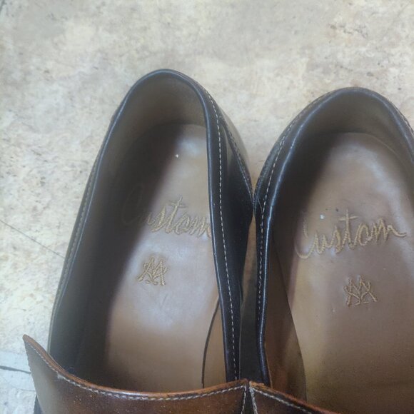 Mezlan Kilgard Custom 20584 brown dual tone penny loafers 9.5M Spain chocolate
